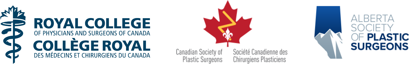 logos for the Royal College of Physicians and Surgeons of Canada, Canadian Society of Plastic Surgeons, and Alberta Society of Plastic Surgeons