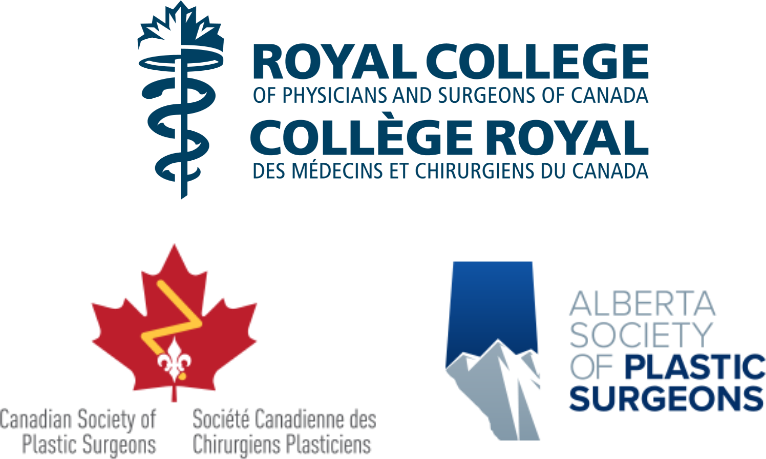 logos for the Royal College of Physicians and Surgeons of Canada, Canadian Society of Plastic Surgeons, and Alberta Society of Plastic Surgeons